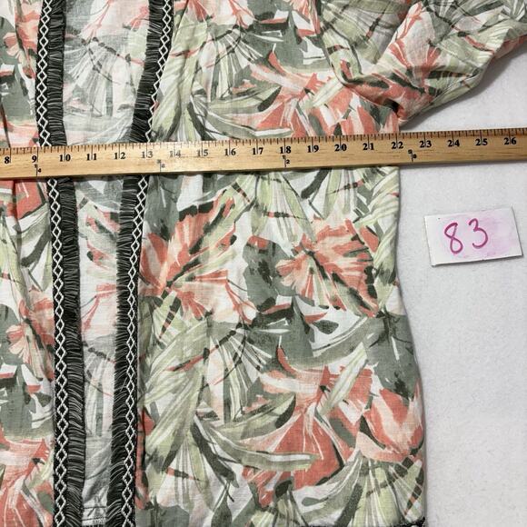 Chico's 2 (US Large) Open Front Fringe Cardigan Linen Blend Top Havana Floral - Picture 8 of 13